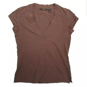 Hugo Boss Women's V Neck Top Brown Size XS